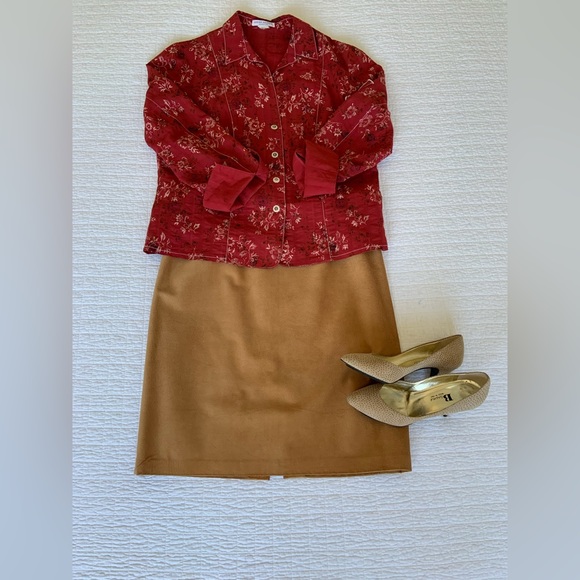 MAXI SKIRT & BLOUSE SET / COTTON / RED FLORAL / VINTAGE / BOHO / MED - LG - Picture 11 of 13